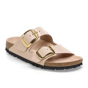 Birkenstock Beige Sandals with Gold Buckles